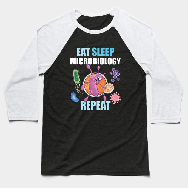 Eat Sleep Microbiology Repeat Funny Gift For Microbiologists Baseball T-Shirt by SuburbanCowboy